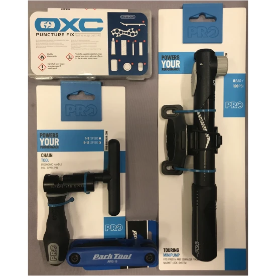 Gavepakke og redningspakke Pumpe, lappesaker, kjedekutter og verktøy